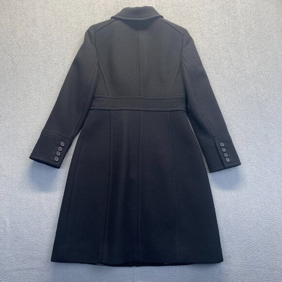 J. Crew Classic Lady Day Coat Size P2 Black Italian Double Cloth Wool Petite - Picture 3 of 11